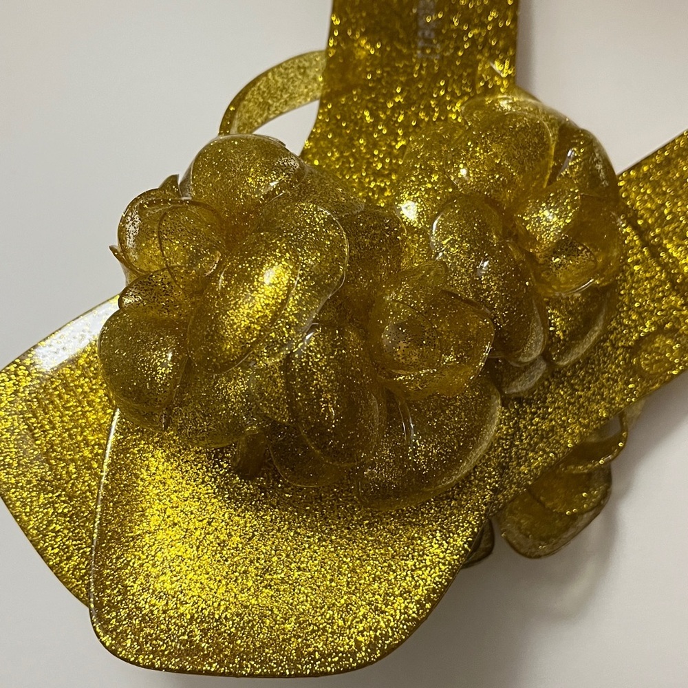 JEFFREY CAMPBELL Glitter Thong Flower Sandals Size 7 - Picture 2 of 4